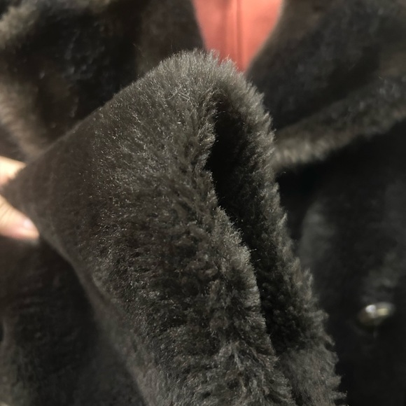 STERLING STALL CANADA Vintage MOB WIFE Chocolate Double Breasted Faux Fur S 12 - Picture 7 of 12